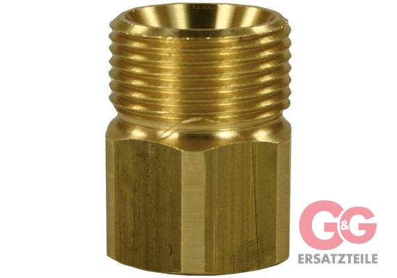 M22x1,5 AG-14,88 : 3/8"IG US Gegennippel Messing Länge: 29 mm