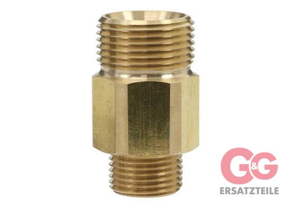 M22x1,5 AG : 3/8"AG Gegennippel Messing lang Länge: 40 mm