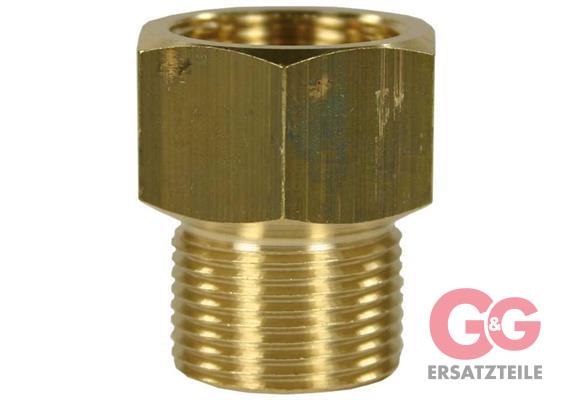 M22x1,5 AG : M22x1,5 IG Gegennippel Messing Länge: 33 mm