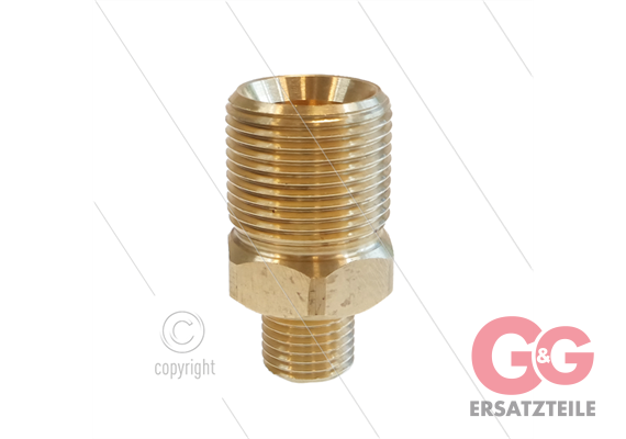 M22x1,5 - Gegennippel - Lang - Messing - 250 Bar - Ø14mm - max 150°C - Länge=40mm- 1/4" AG