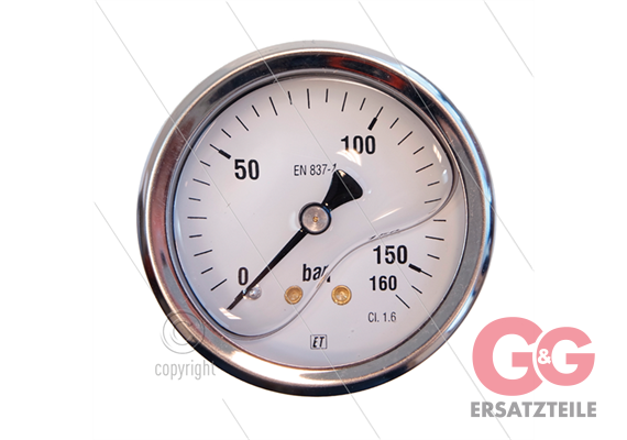 Manometer 0-160 Bar - 1/4" AG - Eingang hinten - Ø63mm