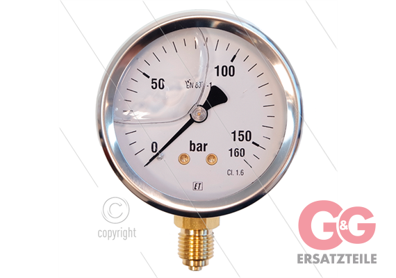 Manometer 0-160 Bar - 1/4" AG - Eingang unten - Ø63mm