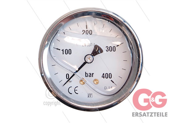 Manometer 0-400 Bar - 1/4" AG - Eingang hinten - Ø63mm