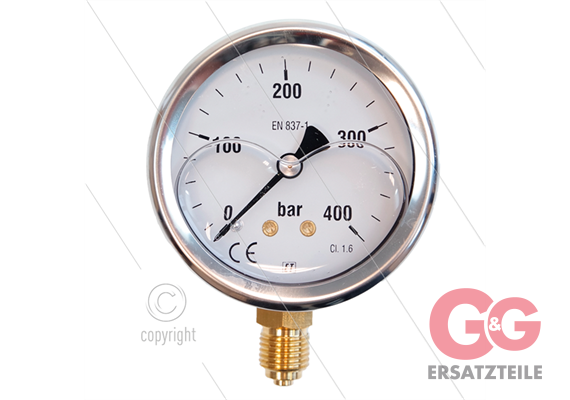 Manometer 0-400 Bar - 1/4" AG - Eingang unten - Ø63mm