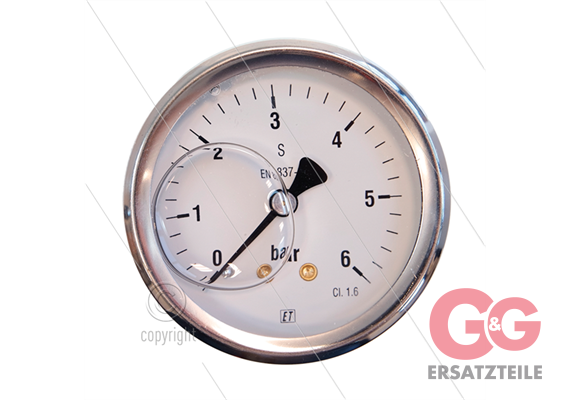Manometer 0-6 Bar - 1/4" AG - Eingang hinten - Ø63mm