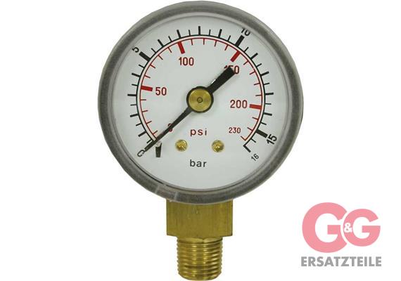 Manometer 40 mm 0-16 bar 1/8"AG Kunststoff Anschluß unten