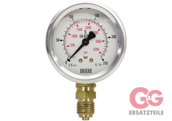 Manometer 50 mm 0-250 bar 1/4"AG Edelstahl WIKA Anschluß unten