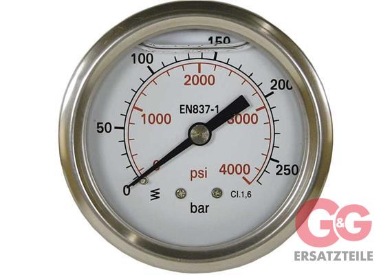 Manometer 50 mm 0-400 bar 1/4"AG Edelstahl Anschluß hinten