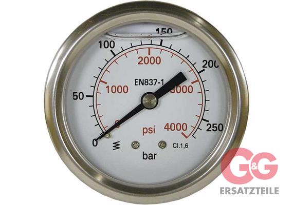 Manometer 63 mm 0-160 bar 1/4"AG Edelstahl Anschluß hinten