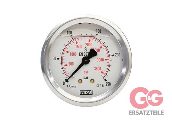 Manometer 63 mm 0-250 bar 1/4"AG Edelstahl WIKA  Anschluß hinten