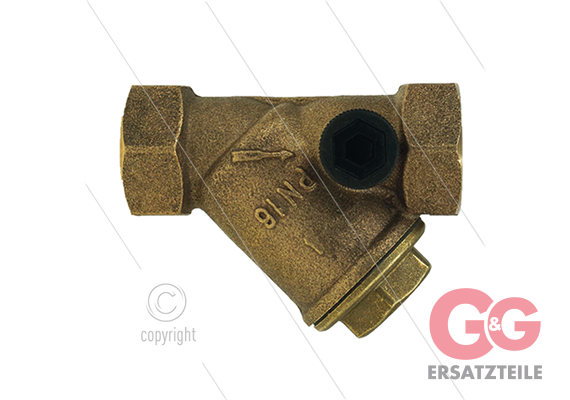 Messingfilter mit 2 x 1/4" IG Bypass Anschluss - 400 mµ - 16 bar - 50 l/min - 2 x 3/4" IG
