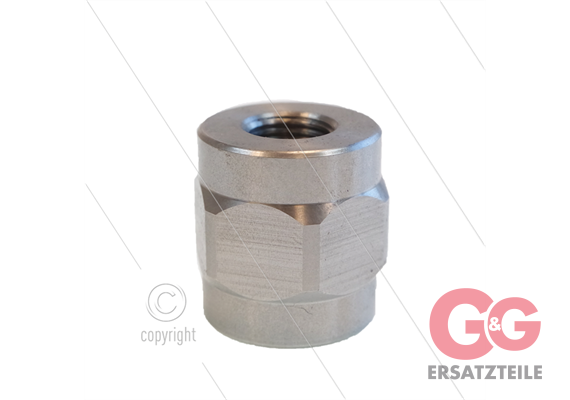 Muffe 1/2" IGx 1/4" IG - Edelstahl - rund mit Sechskant