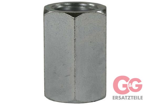 Muffe 1/4"IG : 1/4"IG Stahl verzinkt 400 bar SW: 17 mm, Länge: 25 mm, Max. 150 °C