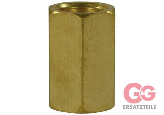 Muffe 1"IG : 1"IG Messing 250 bar / 150 °C SW: 41 mm, Länge: 40 mm