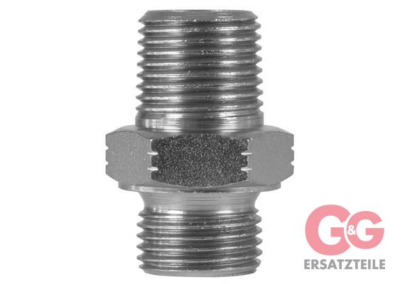 Neuheit Doppelnippel 1/2"AGR : 1/2"AGN Stahl verzinkt Länge; 43 mm, Max. 200 bar / 150 °C