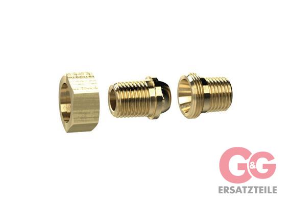 Neuheit Verschraubung lösbar 1/4"AG : 1/4"AG Messing Länge: 33 mm, Max. 150 °C