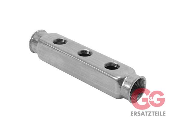 Neuheit Verteilerleiste 2xG 1" - 6xG 1/2", Edelstahl Outlets double-sided