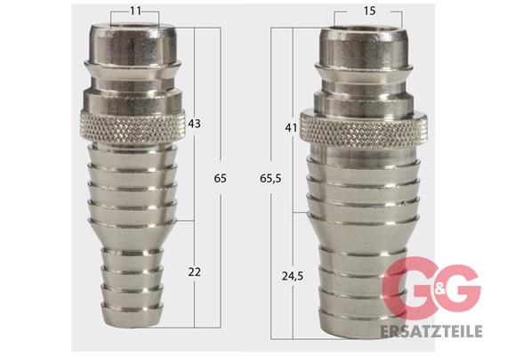 Nippel ST-45-25 Tülle 1/2"-3/4" Messing vernickelt