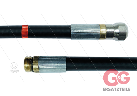 NW5 Rohrreinigungsschlauch - 15m - 200 Bar- mit Düse mit frontbohrung - max 60°C - 1/4" AG