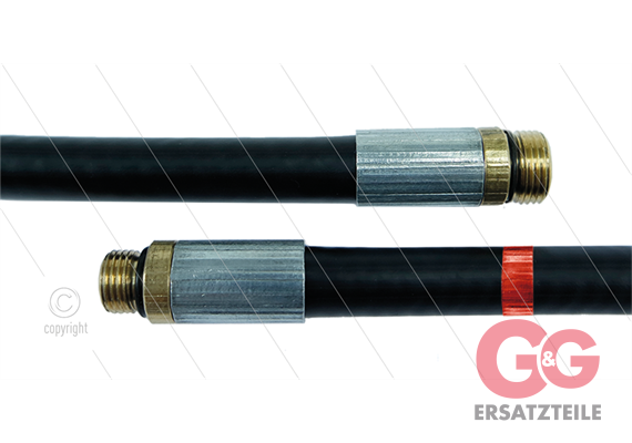 NW5 Rohrreinigungsschlauch - 15m - 200 Bar - ohne Düse - max 60°C - 1/8" AG x 1/4" AG