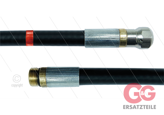 NW5 Rohrreinigungsschlauch - 30m - 200 Bar- mit Düse mit frontbohrung - max 60°C - 1/4" AG