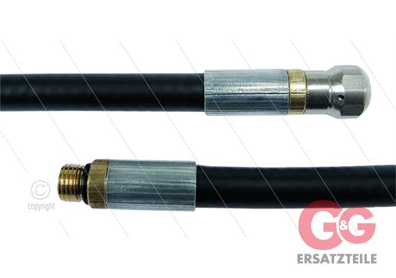 NW5 Rohrreinigungsschlauch -30m - 200 Bar - mit Düse mit frontbohrung - max 60°C - 1/8" AG