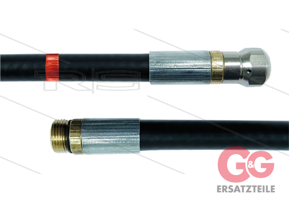 NW5 Rohrreinigungsschlauch - 55m - 200 Bar - mit Düse mit Frontbohrung - 1/4" AG