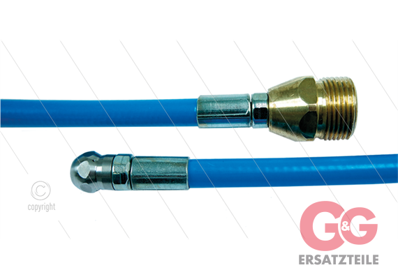 NW5 Rohrreinigungsschlauch - blau - 10m - 250 Bar - Düse 0.045 ohne Frontbohrung - M22x1,5