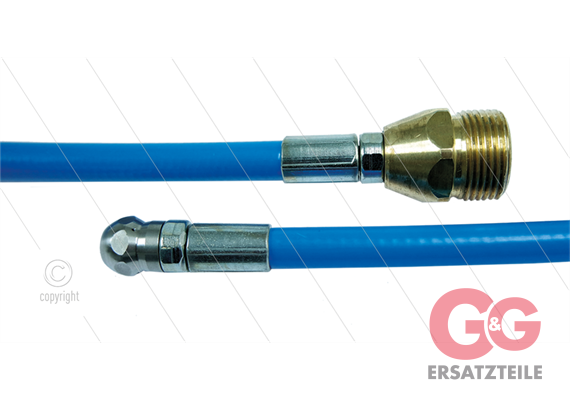 NW5 Rohrreinigungsschlauch - blau - 20m - 250 Bar - Düse 0.045 ohne Frontbohrung - M22x1,5