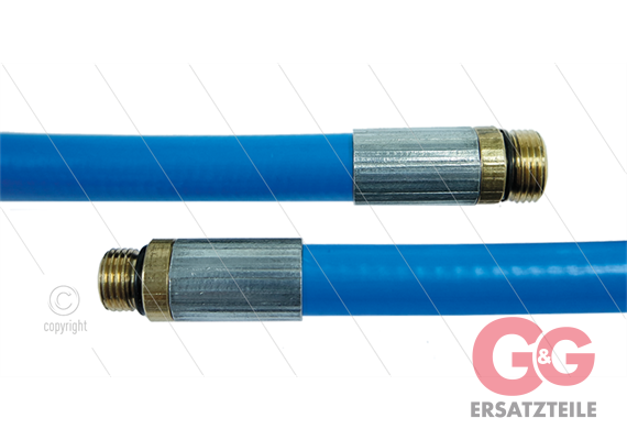 NW5 Rohrreinigungsschlauch - blau - 25m - 250 Bar - ohne Düse - max 60°C - 1/4" AG x 1/8"