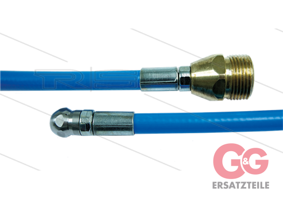 NW5 Rohrreinigungsschlauch - blau - 55m - 250 Bar - Düse 0.045 ohne Frontbohrung - M22x1,5