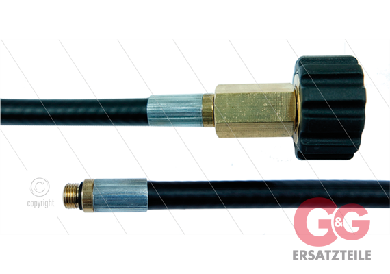 NW6 Rohrreinigungsschlauch - 10m - 300 Bar - ohne Düse - max 100°C - 1/8" AG x M22x1,5 HV