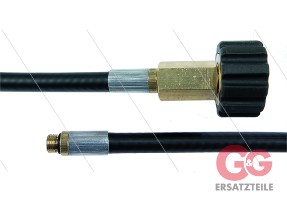 NW6 Rohrreinigungsschlauch - 15m - 300 Bar - ohne Düse - max 100°C - 1/8" AG x M22x1,5 HV
