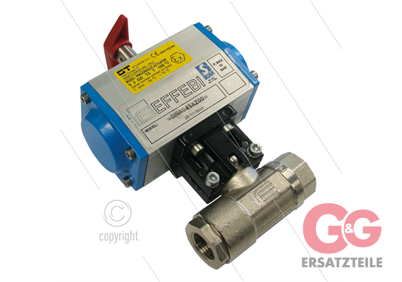 Pneumatischer Kugelhahn 1/2" mit doppelt wirkendem Aktuator - 210 Bar - 2 x 1/2" IG