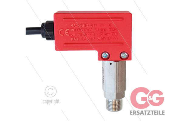 PR1 - Druckschalter - Edelstahl 3/8" AG - Einschaltdruck 45 Bar - max 600 Bar - (schwarze