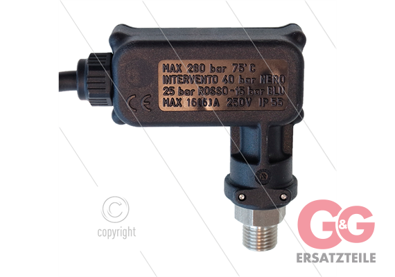 PR16 - Druckschalter - Edelstahl 1/4" AG - Einschaltdruck 40 Bar - max 350 Bar - (schwarze