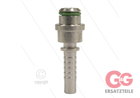 Pressnippel - Edelstahl - DN08 (5/16") flach - mit O-Ring passend für M22x1,5 Überwurfmutt