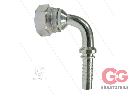 Pressnippel - Stahl - DN10 (3/8") - 1/2" DKR - 90° Bogen - SW27