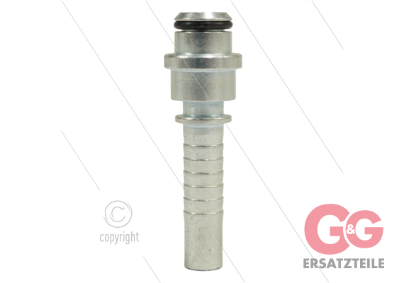 Pressnippel - Stahl - DN10 (3/8") flach - mit O-Ring passend für M22x1,5 Überwurfmutter