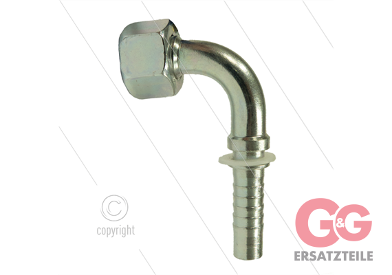 Pressnippel - Stahl - DN10 (3/8") - M18x1,5 (12L) DKOL - 90° Bogen - SW22