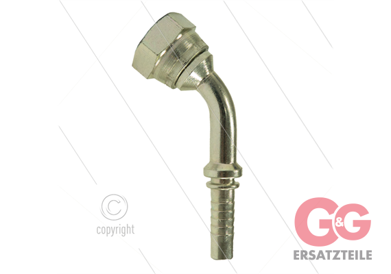 Pressnippel - Stahl - DN12 (1/2") - 1/2" DKR - 45° Bogen - SW27