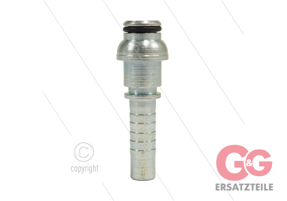 Pressnippel - Stahl - DN12 (1/2") - kurzem Kugelkopf und O-Ring passend zu M22x1,5 Überwur