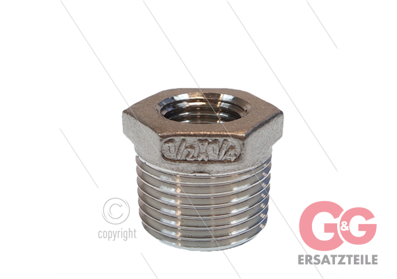 Reduziernippel - Edelstahl - 1/2" AG x 1/4" IG