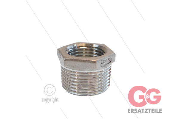 Reduziernippel - Edelstahl - 3/4" AG x 1/2" IG