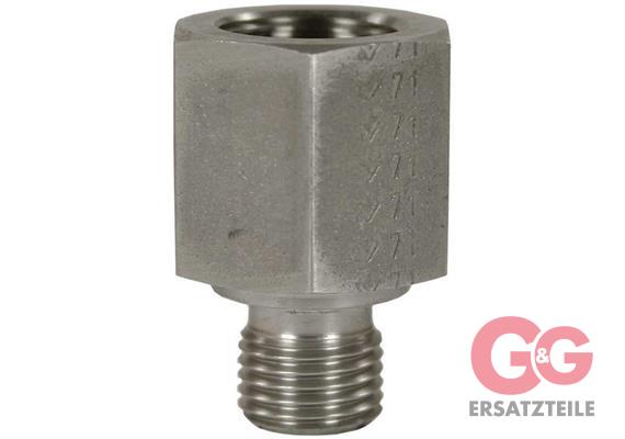 Reduzierung 1/4"AG : 3/8"IG Edelstahl 400 bar Länge: 26 mm, Max. 150 °C