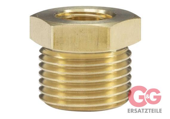 Reduzierung 1/4"IG : 1/2"AG Messing 400 bar 150 °C Länge: 20 mm