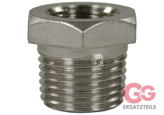 Reduzierung 1/8"IG : 1/4"AG Edelstahl 500 bar Länge: 13 mm, Max. 150 °C