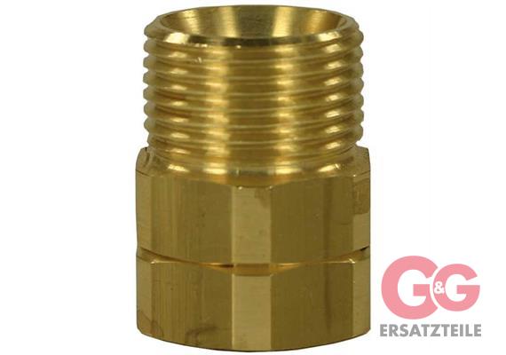 Restposten M21x1,5 AG : M18x1,5 IG Gegennippel Messing Länge: 30 mm. Restposten
