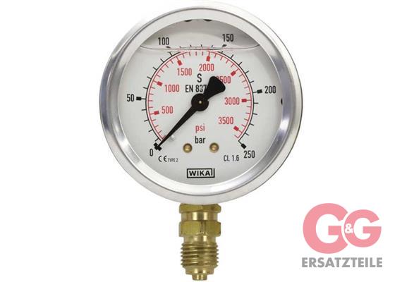 Restposten Manometer 63 mm 0-100 bar 1/4"AG Edelstahl WIKA Anschluß unten