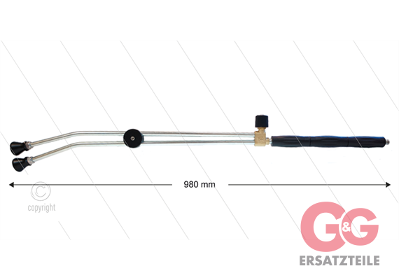 RP53 Doppellanze - L=980mm - Stahl verzinkt - Ventil oben -